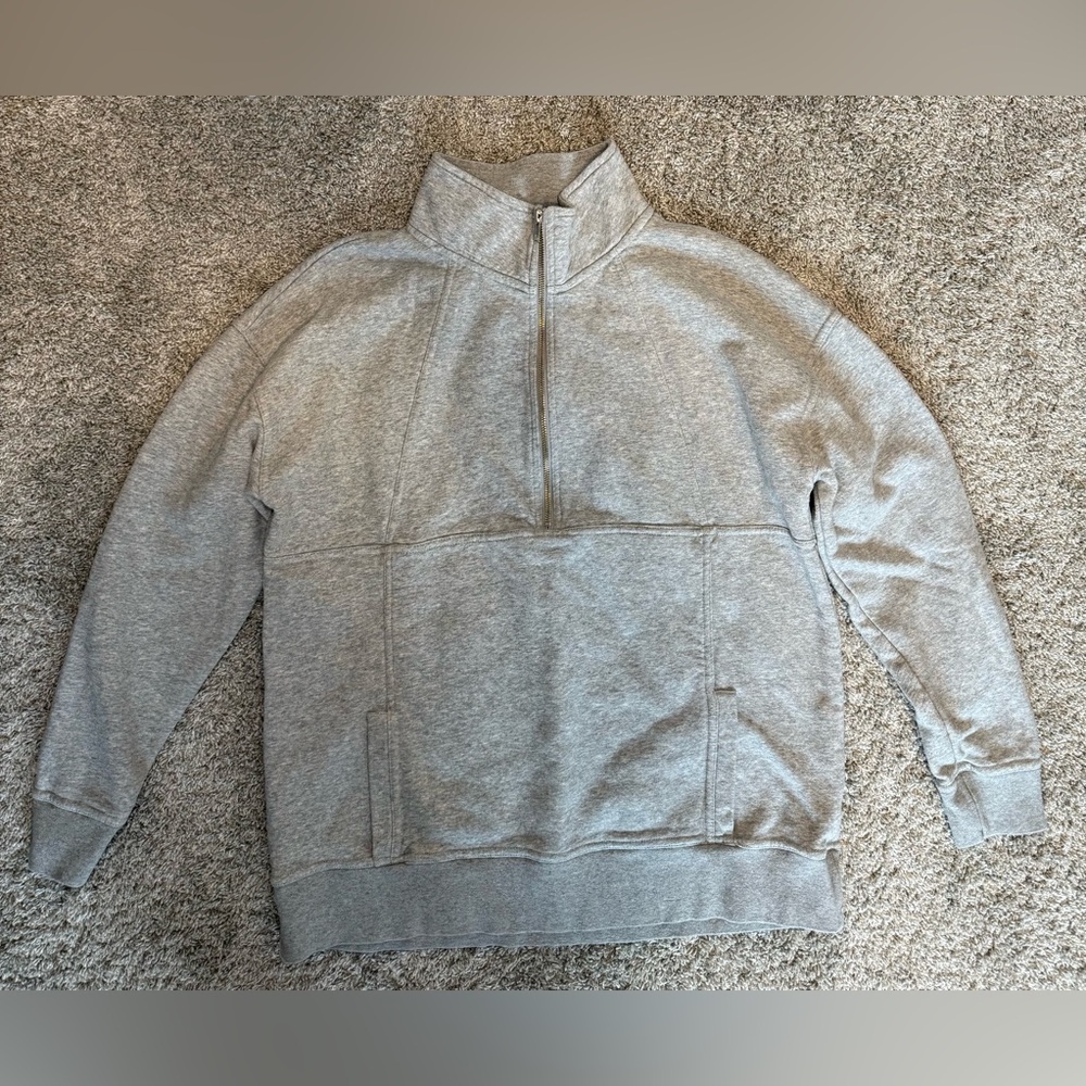 Evereve Light Gray Half-Zip Sweatshirt